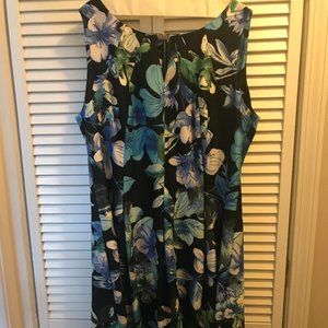 Dress, blue/green/black/white floral